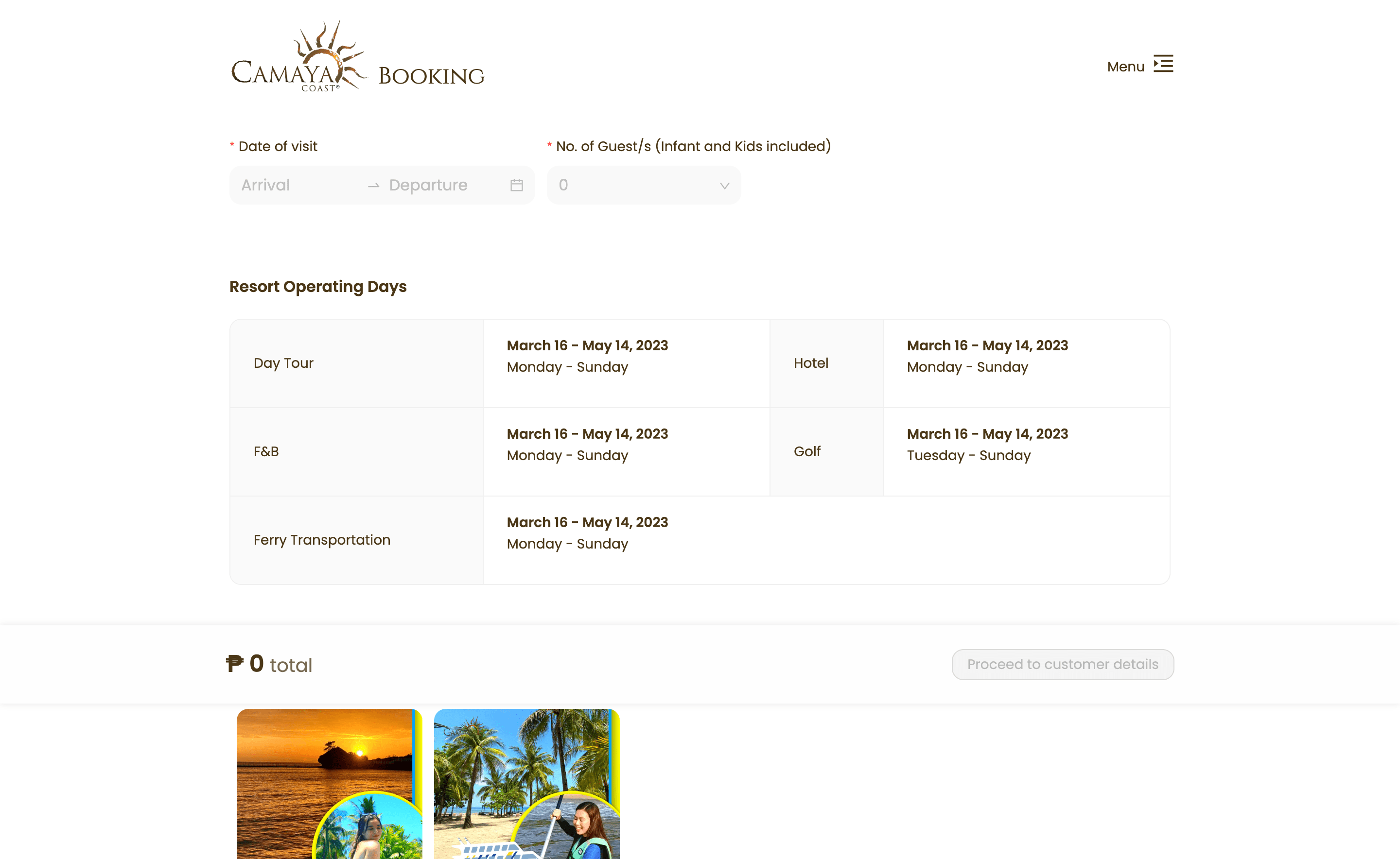 Camaya Coast booking platform from Kit's portfolio